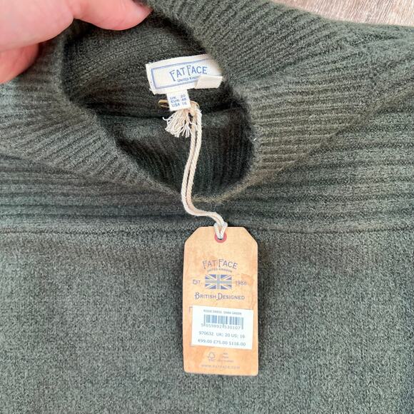 NWT Fat face Rosie sweater Dress Dark Green Color turtle mock neck - Picture 4 of 6